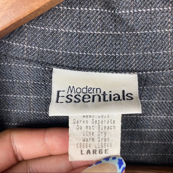 Modern Essentials Striped Dark Gray Blazer Large - Picture 9 of 9